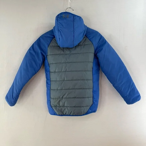Under Armour Blue and Gray Youth Hooded Puffer Jacket Size M - Picture 8 of 13